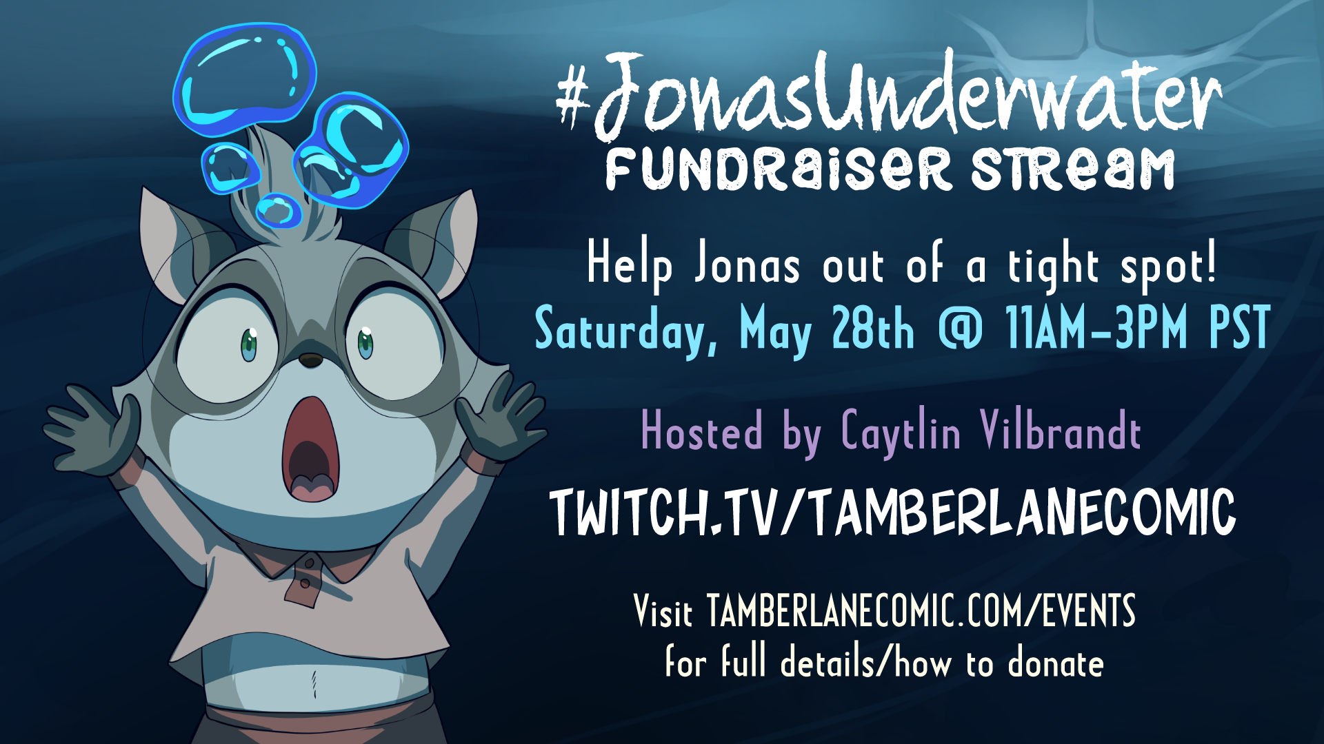 Advertisement for the Jonas Underwater Stream, featuring Jonas from Tamberlane floating underwater in the Sonic Drowning pose!